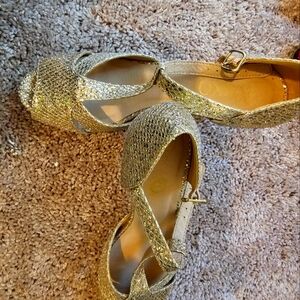 Gold glitter heels